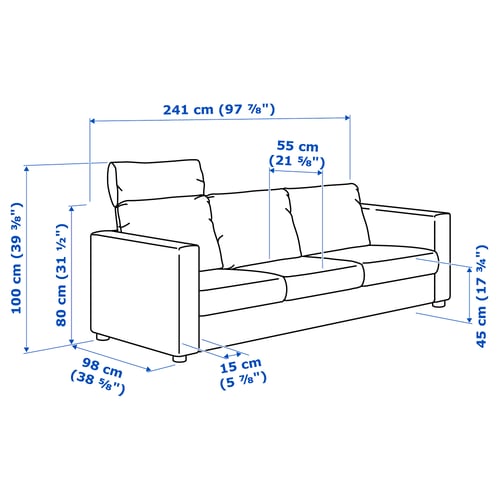 Illustration med mått för produkten: VIMLE.