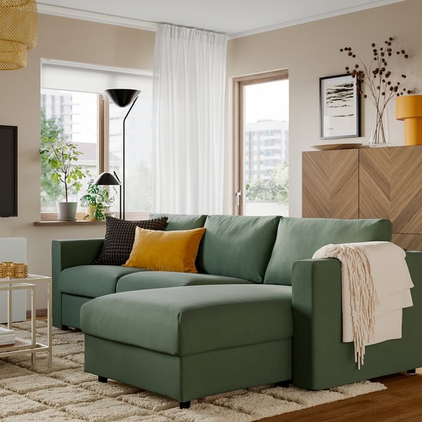 VIMLE 3-sitssoffa, med schäslong/Kelinge mörkblå