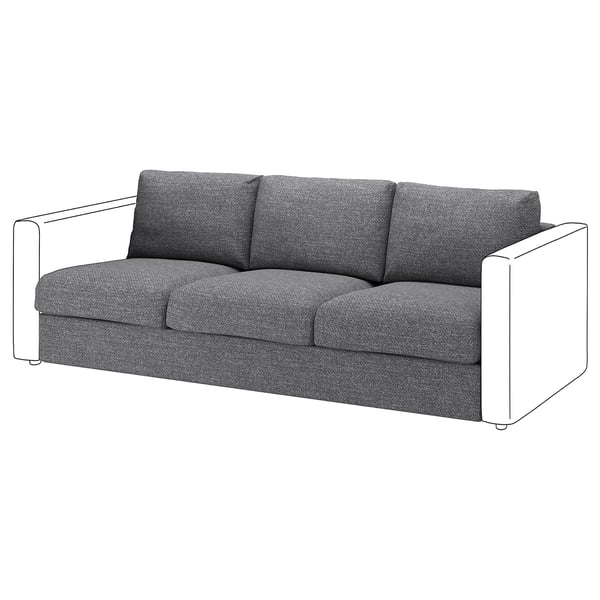 VIMLE soffa, grå, modern design, med avtagbar klädsel.
