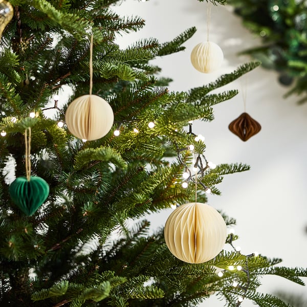 VINTERFINT Julgranspynt set om 6, vit/papper