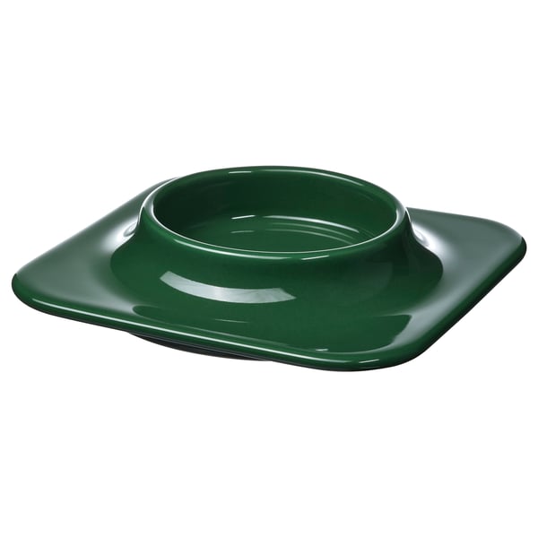 Grön keramisk VINTERFINT skål på oval platta, perfekt för dipp, snygg & funktionell.