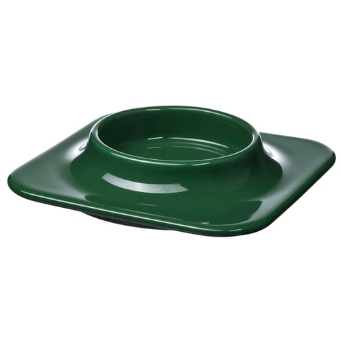 Grön keramisk VINTERFINT skål på oval platta, perfekt för dipp, snygg & funktionell.