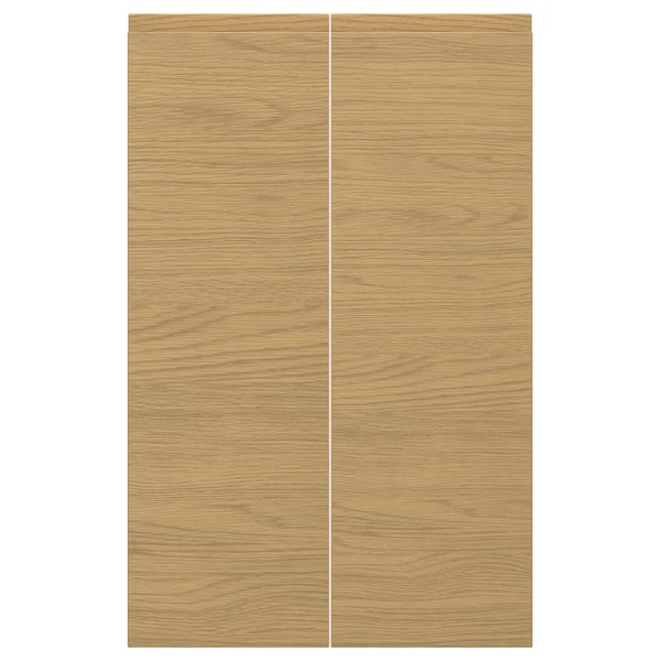 VOXTORP dörrpaneler i ekfinish, eleganta med integrerade handtag, varm modern stil.