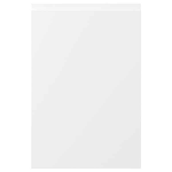 VOXTORP vitt köksskåp med integrerade handtag, minimalistisk design, slät matt yta.