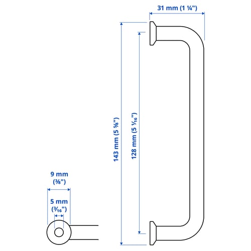 Illustration with measurements for the product: BAGGANÄS.