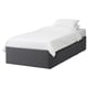 BALESTRAND bed, grey, fabric, rectangular, simple design, storage drawer.