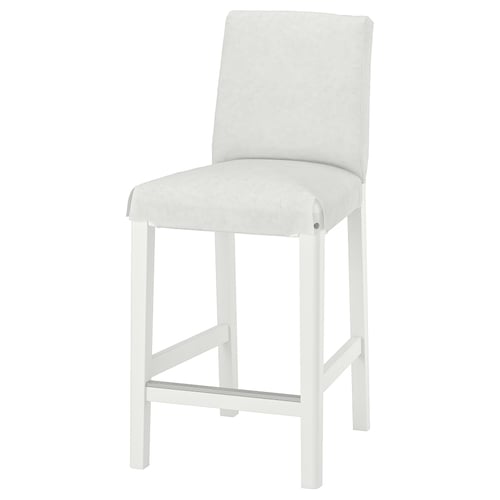 BERGMUND barstool, white with upholstered seat and back for comfort.