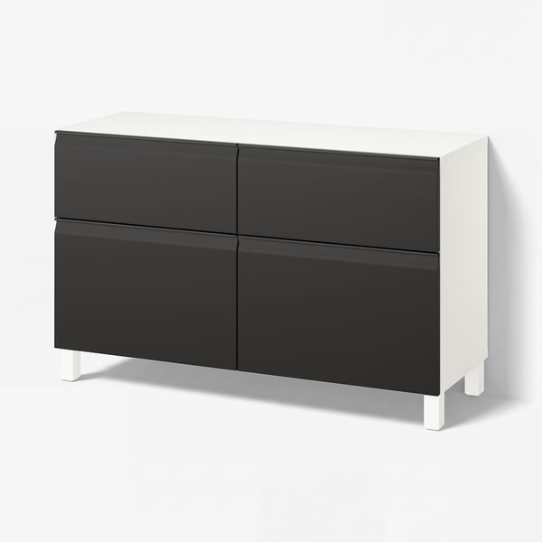 BESTÅ Storage combination w doors/drawers, white Hammarsmed/Stubbarp/anthracite, 120x42x74 cm
