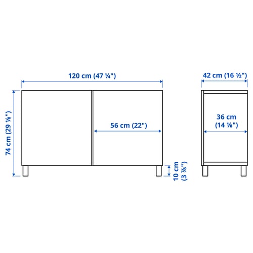 Illustration with measurements for the product: BESTÅ.