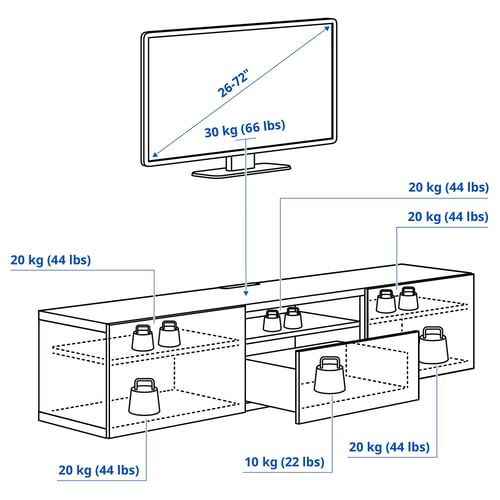 Illustration with measurements for the product: BESTÅ.