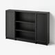 BILLY bookcase - dark grey, mixed storage, adjustable doors.