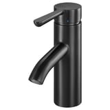 A sleek black bathroom tap named DALSKÄR with a lever handle, finished in metallic zinc.