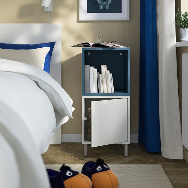 EKET Cabinet combination with legs, white/dark grey-blue, 35x35x80 cm