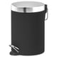 EKOLN black pedal bin, sleek & curved design, stainless steel lid, smooth closing, durable materials, bathroom/kitchen suitable.