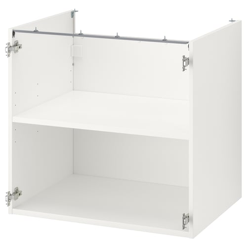 A white ENHET kitchen cabinet with one shelf, featuring clean lines and a modern design.
