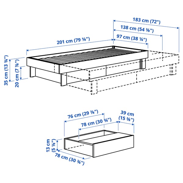 Illustration with measurements for the product: GLAMBERGET.