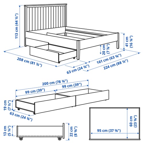 Illustration with measurements for the product: GULLABERG.