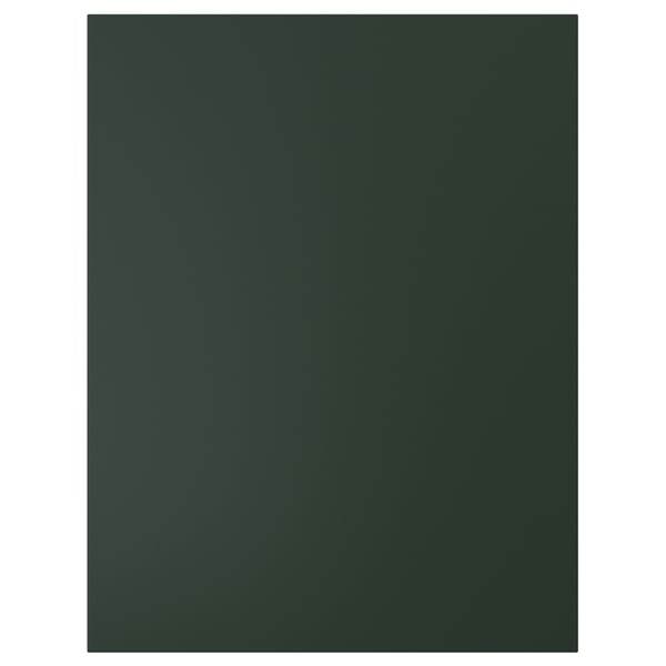 A dark green HAVSTORP kitchen cabinet front. Its rectangular with a smooth, modern design.