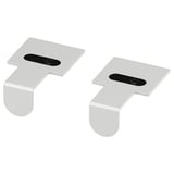 Two hjalpa silver metal clips with black holes, designed for organising and mounting.