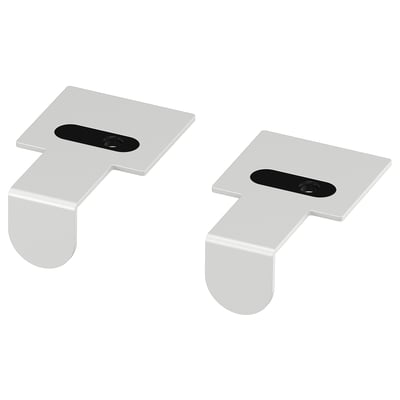 Two hjalpa silver metal clips with black holes, designed for organising and mounting.
