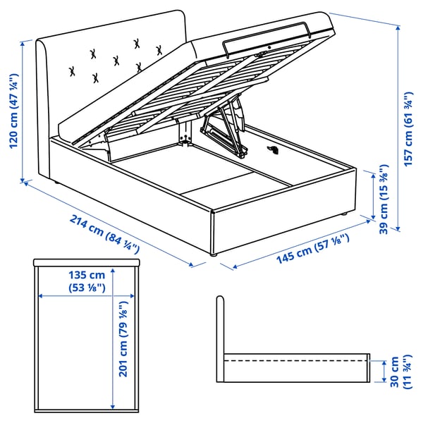 Illustration with measurements for the product: IDANÄS.
