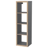 KALLAX unit, dark grey, sturdy rectangular shelves, minimalist design.
