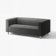 KLIPPAN grey sofa, modern, minimalist, boxy shape with metal legs.