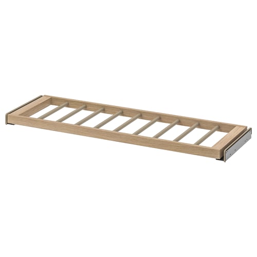 KOMPLEMENT trouser hanger - light wood, steel frame, slatted design - easy pull, soft close.