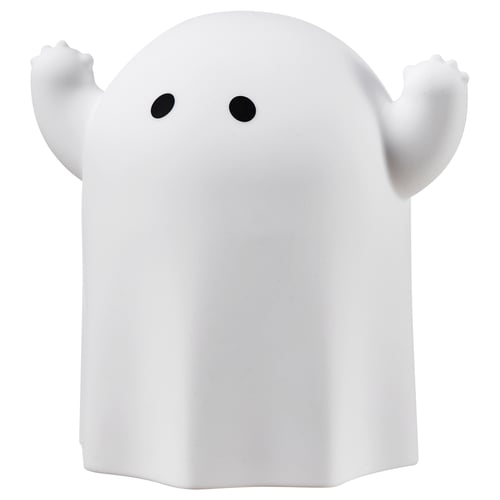 KUSTFYR LED decorative table lamp, ghost/battery-operated white