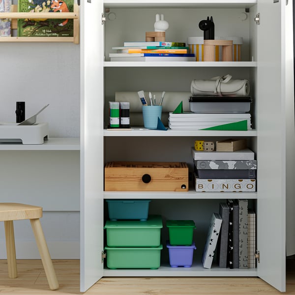 LASTARE Storage combination, white/with bench, 210x42x101 cm