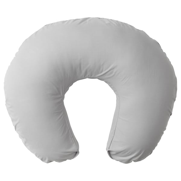 Grey u-shaped nursing pillow with cotton & lyocell cover, recycled filling.