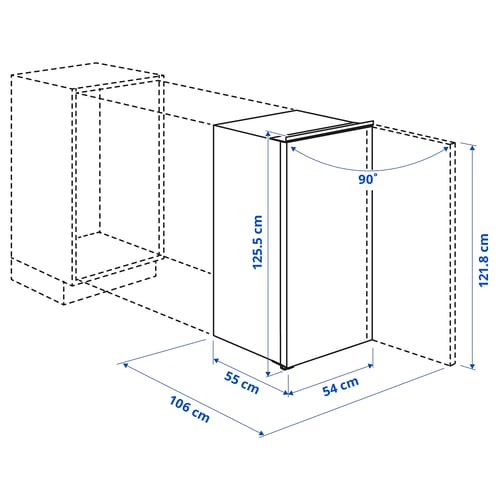 Illustration with measurements for the product: LUMNÄS.