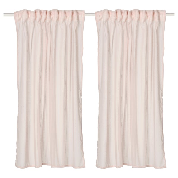 MATILDA Sheer curtains, 1 pair, pale pink/with heading tape, 145x165 cm