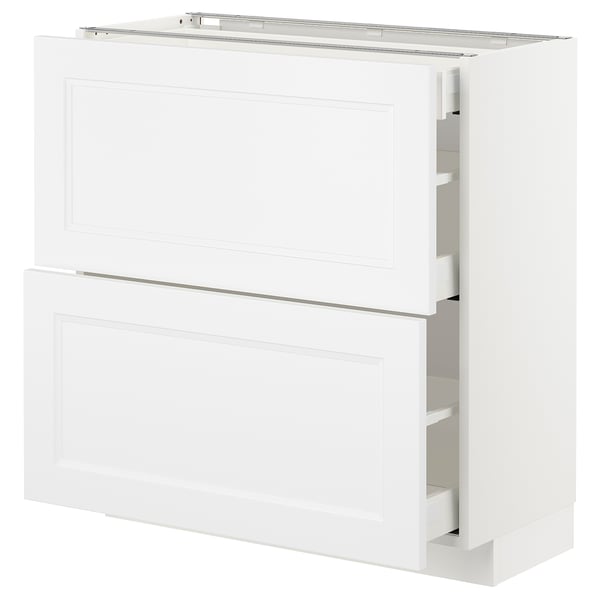 White METOD kitchen cabinet set, modern and traditional, with smooth drawers and door.