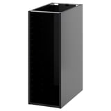 A black METOD kitchen cabinet with a dark grey finish, featuring a rectangular shape and perforated back panel.