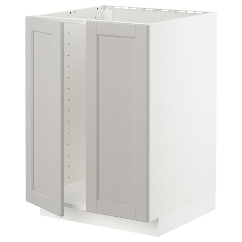 Light grey METOD kitchen cabinet with bevelled doors, grey finish, rectangular shape, traditional design.