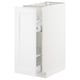 A white METOD kitchen cabinet with a modern design featuring pull-out storage.