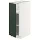 A white METOD kitchen cabinet with dark green door, including a shelf and hinges.