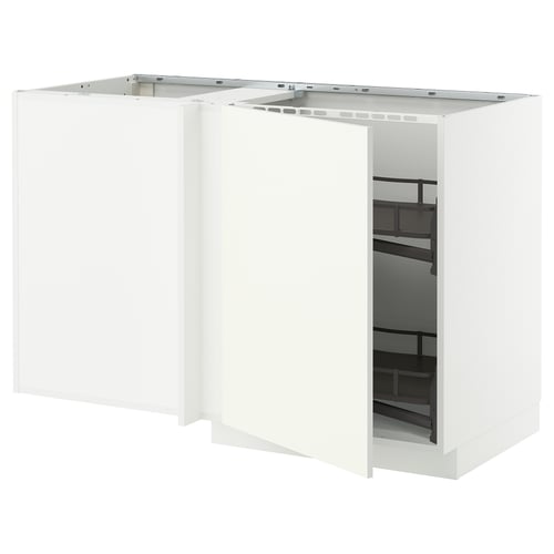 White METOD kitchen cabinet with pull-out shelf.
