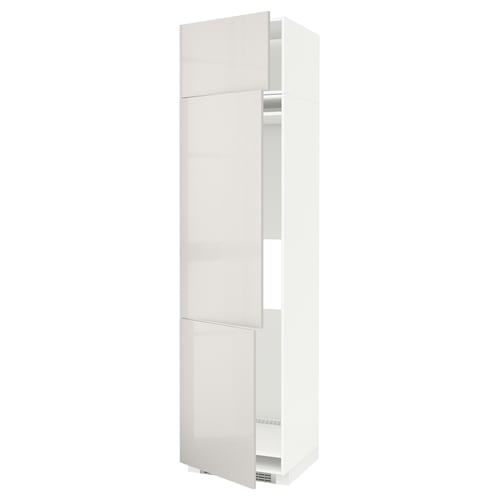 White METOD kitchen cabinet, glossy finish, rectangular shape, adjustable shelves.