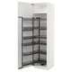 METOD white cabinet with black pull-out shelves.