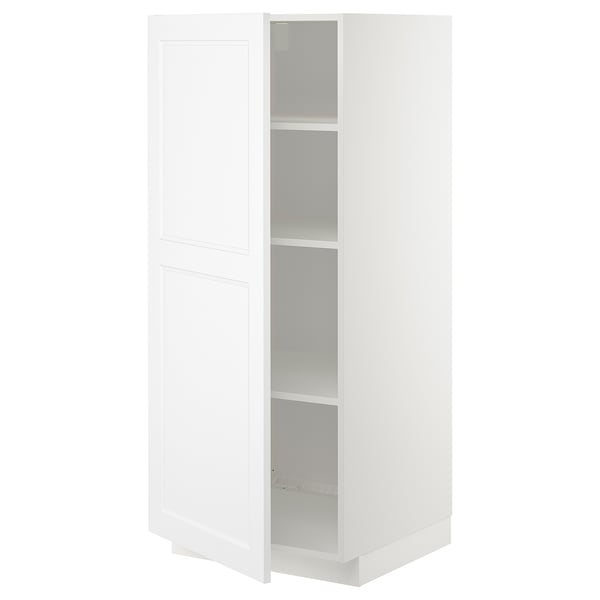 White METOD kitchen cabinet, rectangular shape with two adjustable shelves, modern design.