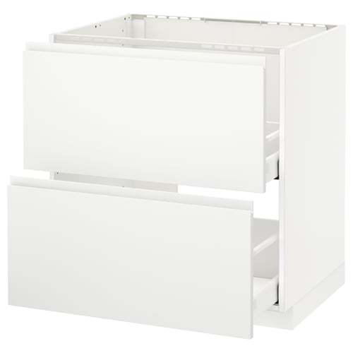 METOD white kitchen cabinet, minimalist design, two drawers.