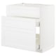 White METOD kitchen cabinet with axstad fronts, three drawers.