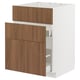 Modern kitchen unit: METOD with walnut tistorp fronts, white frame, three drawers, sleek design.