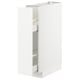 A white METOD kitchen cabinet with pull-out shelves. Its sleek, rectangular, and modern.