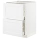 White METOD kitchen cabinet with pull-out drawers.