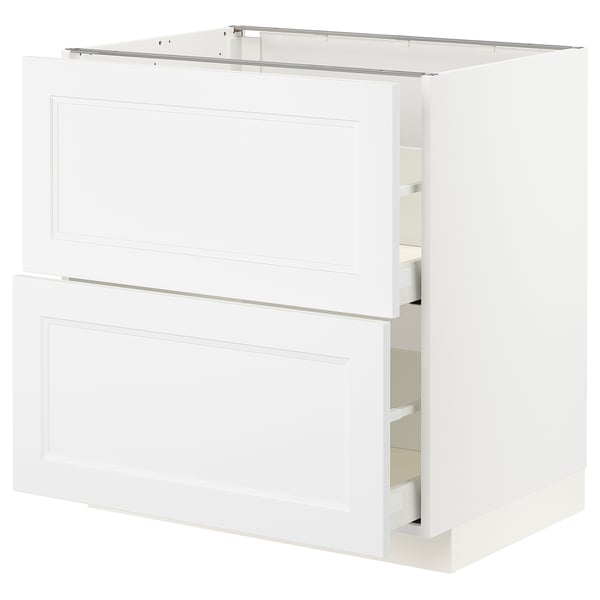 White METOD kitchen cabinet with two drawers.