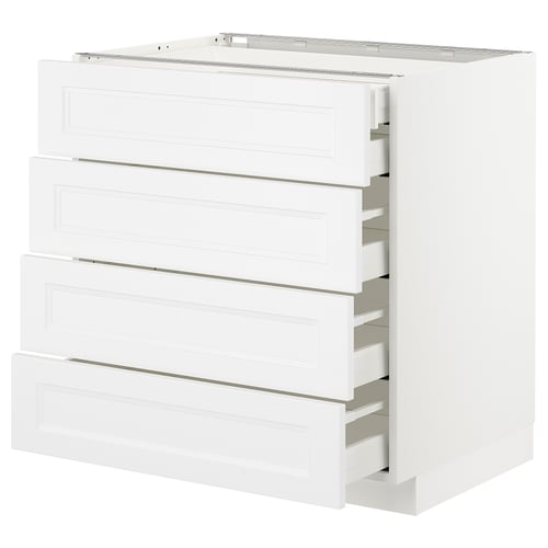 White METOD kitchen unit with four drawers for storage, modern design.