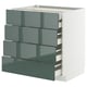 Modern kitchen unit - METOD with glossy green drawers & white base - four drawers.